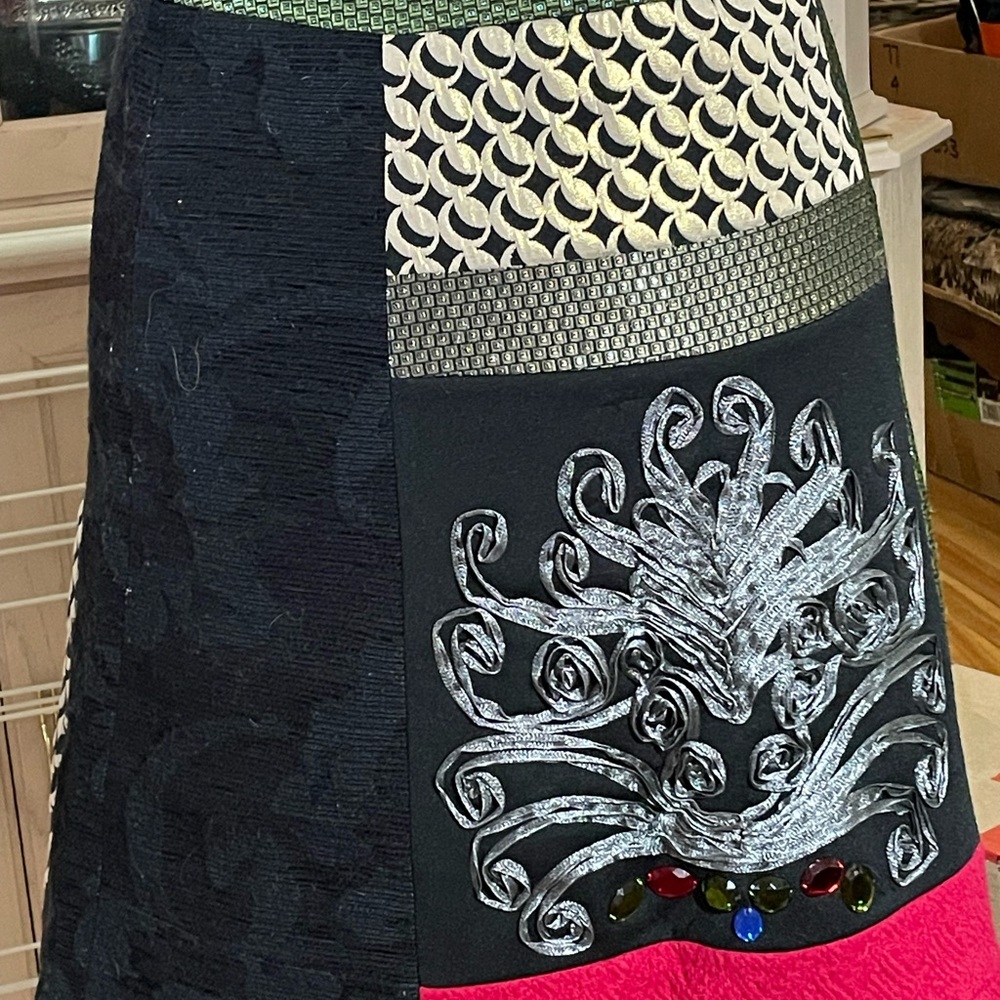Desigual Black, green, reds,A-Line Skirt Casual Knee-Length